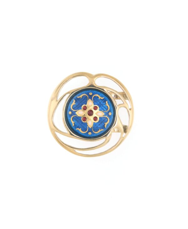 Pendentif rond ajoure bleu electrique