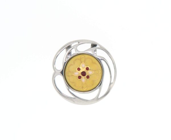 Pendentif rond ajoure jaune