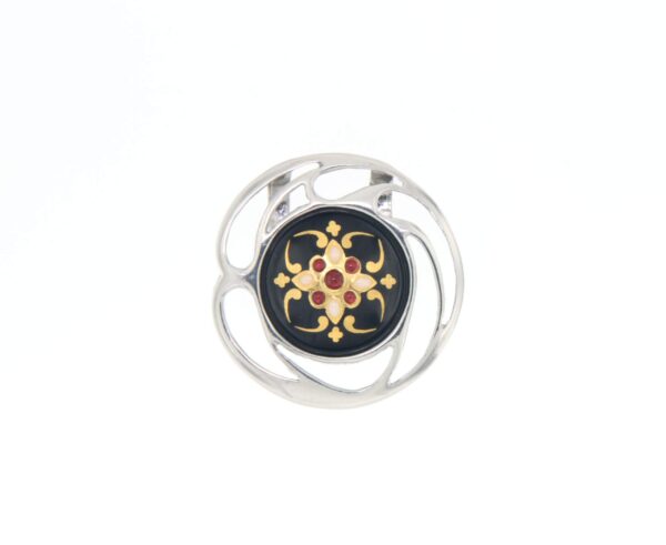 Pendentif rond ajoure noir