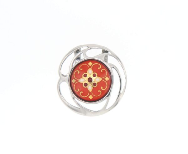 Pendentif rond ajoure orange