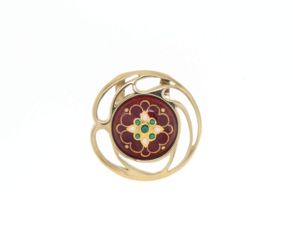 Pendentif rond ajoure rouge