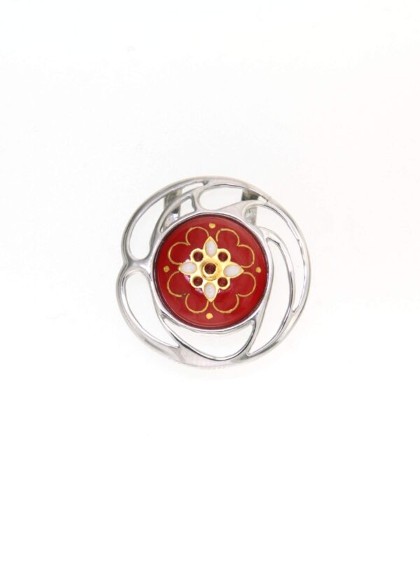 Pendentif rond ajoure rouge cerise