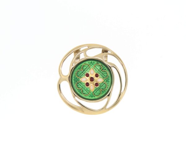 Pendentif rond ajoure vert chartreuse