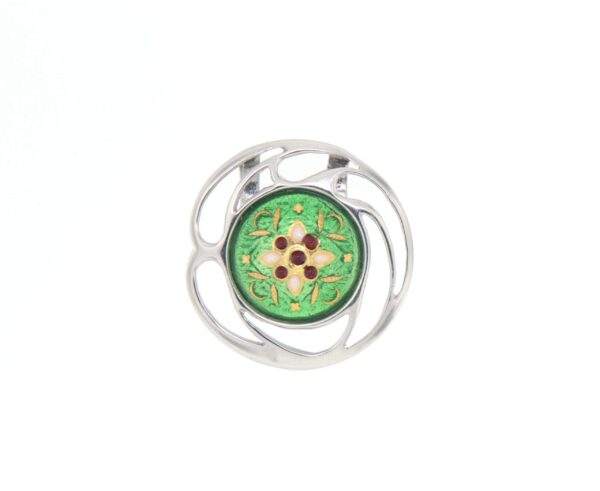 Pendentif rond ajoure vert chartreuse