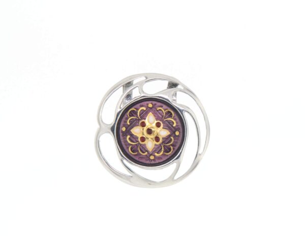 Pendentif rond ajoure violet lilas