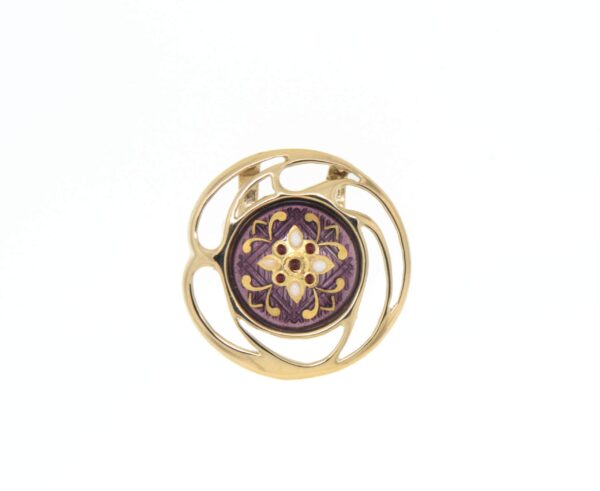 Pendentif rond ajoure violet lilas