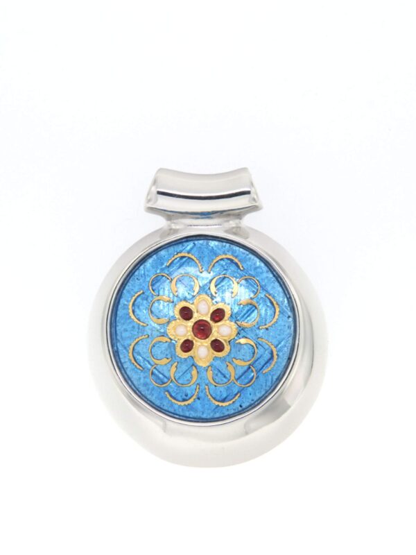 Pendentif rond excentre moyen modele bleu azur