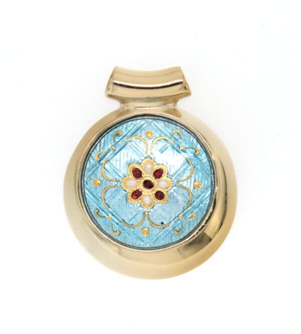 Pendentif rond excentre moyen modele bleu ciel