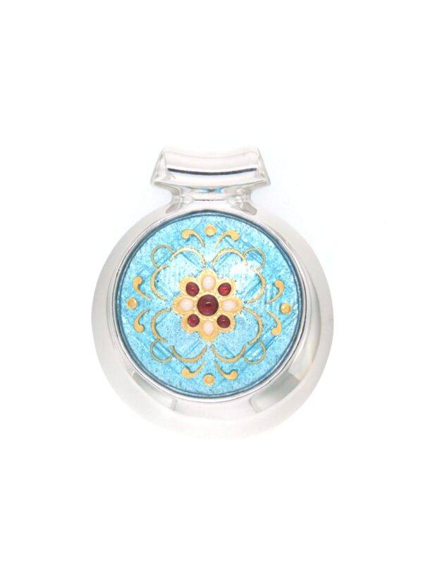 Pendentif rond excentre moyen modele bleu ciel