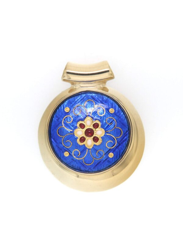 Pendentif rond excentre moyen modele bleu de bresse