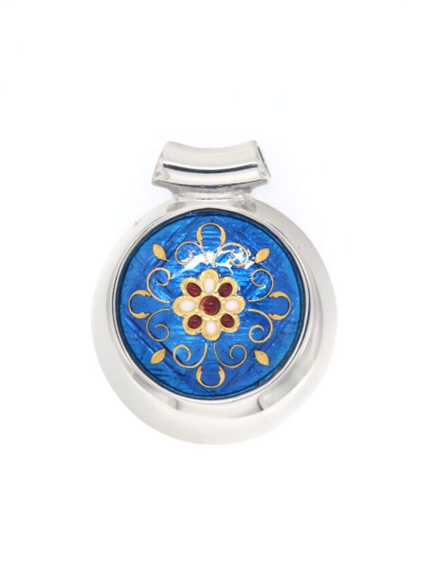 Pendentif rond excentre moyen modele bleu electrique