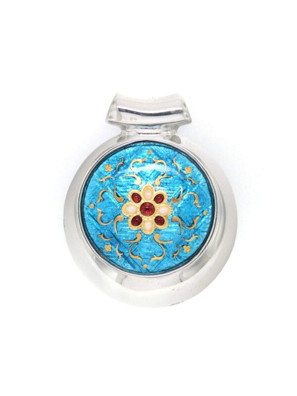 Pendentif rond excentre moyen modele bleu turquoise