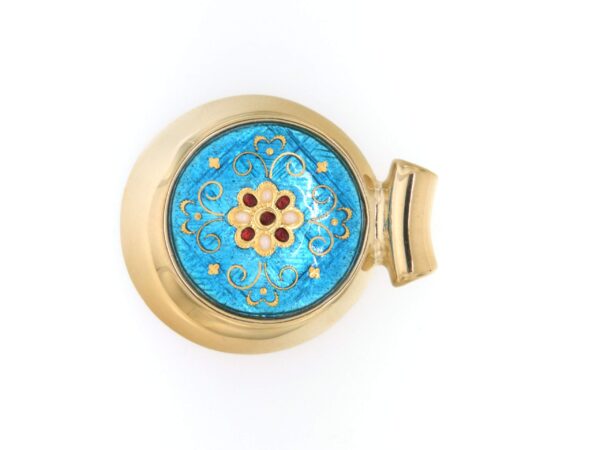 Pendentif rond excentre moyen modele bleu turquoise