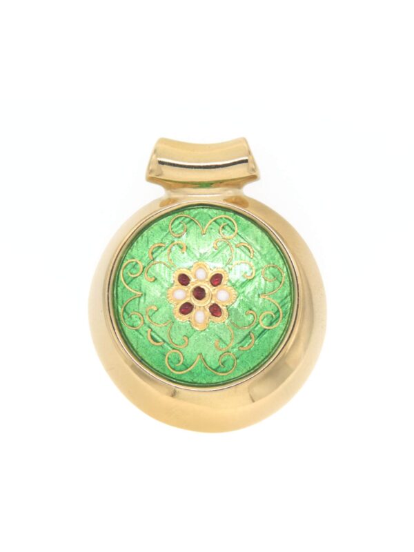Pendentif rond excentre moyen modele vert chartreuse
