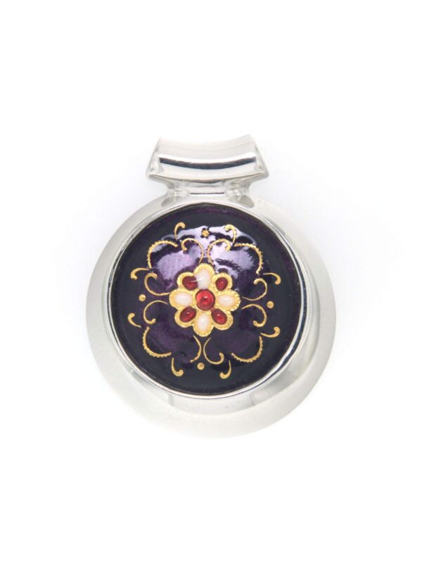 Pendentif rond excentre moyen modele violet prune