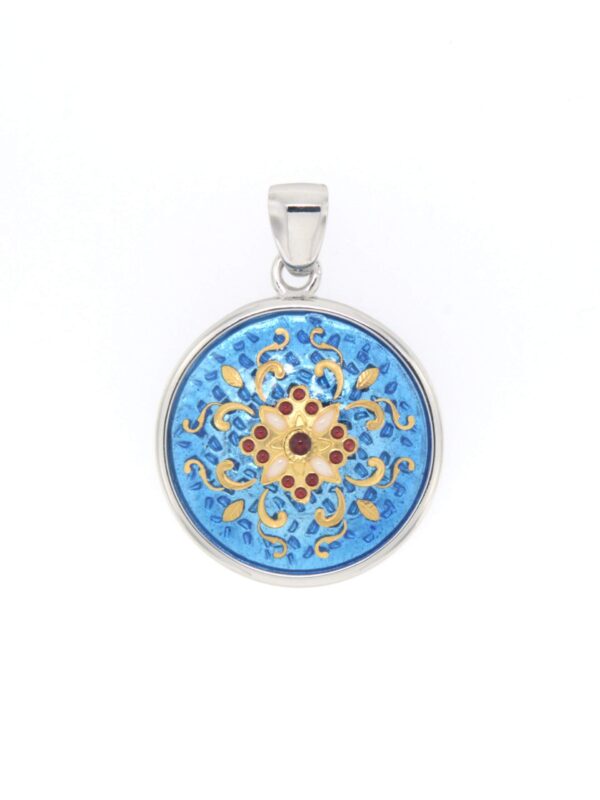 Pendentif rond moyen modele bleu azur