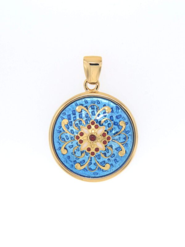 Pendentif rond moyen modele bleu azur