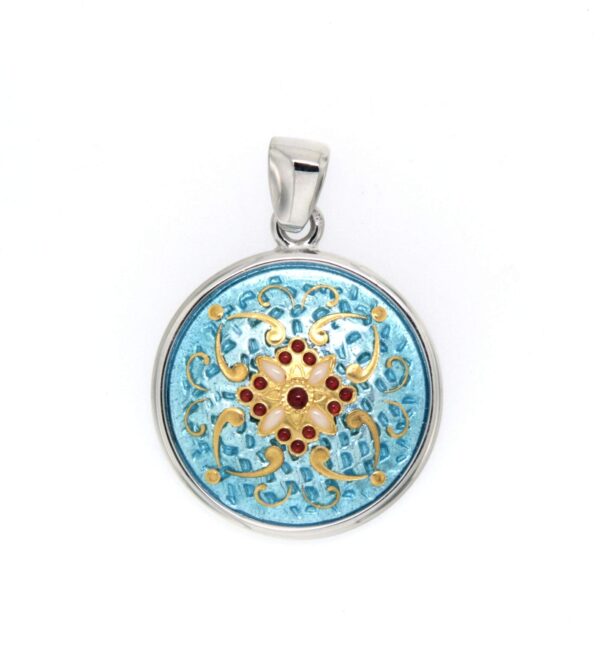 Pendentif rond moyen modele bleu ciel