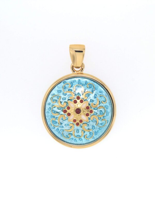 Pendentif rond moyen modele bleu ciel