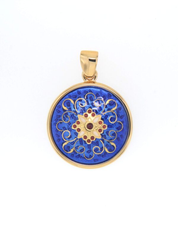 Pendentif rond moyen modele bleu de bresse