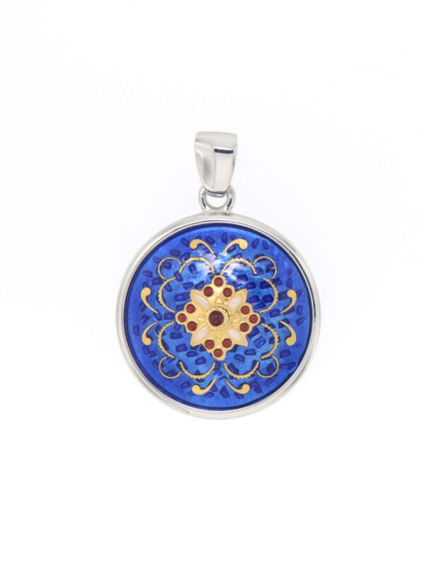 Pendentif rond moyen modele bleu de bresse
