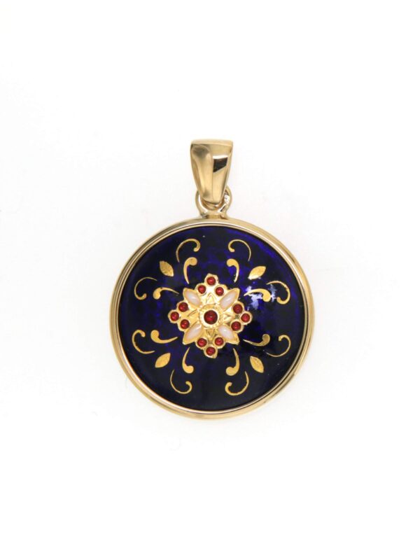 Pendentif rond moyen modele bleu de sevres