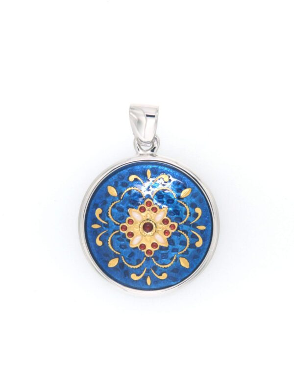 Pendentif rond moyen modele bleu électrique
