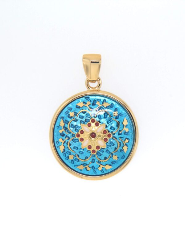 Pendentif rond moyen modele bleu turquoise