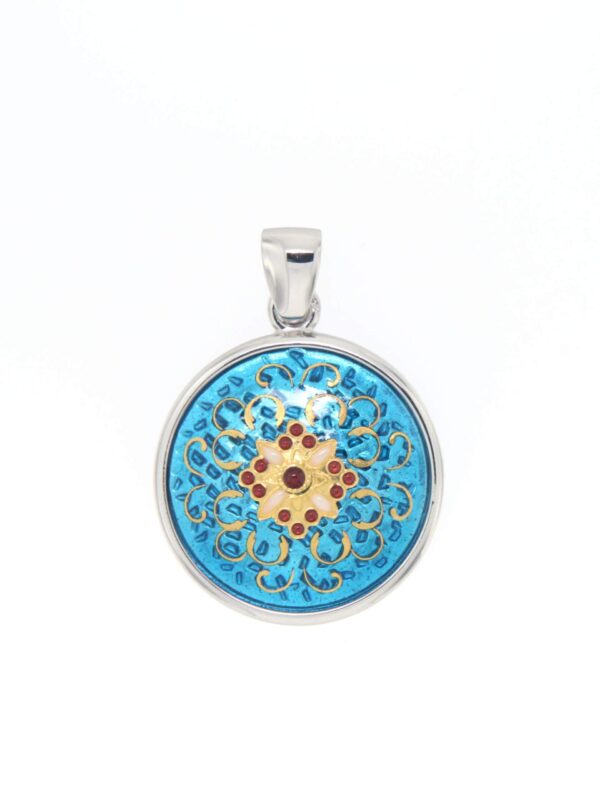 Pendentif rond moyen modele bleu turquoise