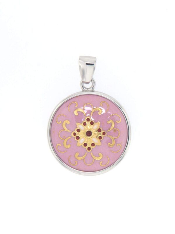 Pendentif rond moyen modele rose opaque