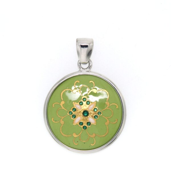 Pendentif rond moyen modele vert anis