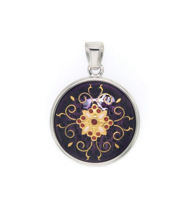 Pendentif rond moyen modele violet prune