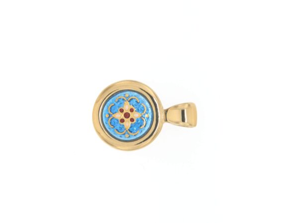Pendentif rond petit modele bleu azur