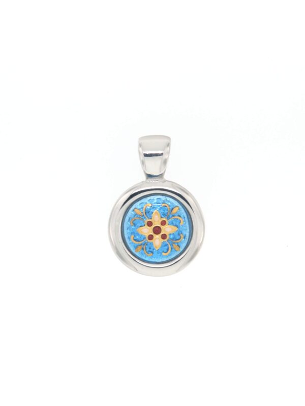 Pendentif rond petit modele bleu azur