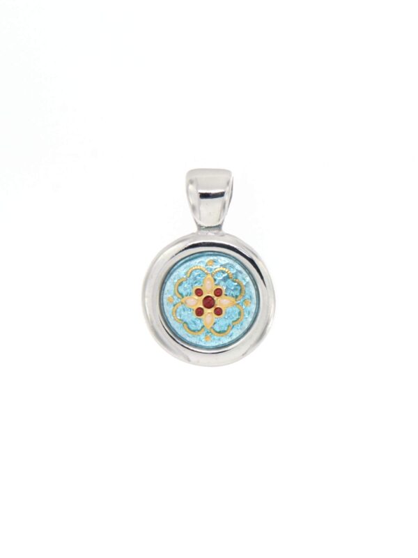 Pendentif rond petit modele bleu ciel