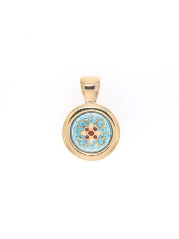 Pendentif rond petit modele bleu ciel