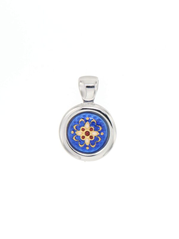 Pendentif rond petit modele bleu de bresse