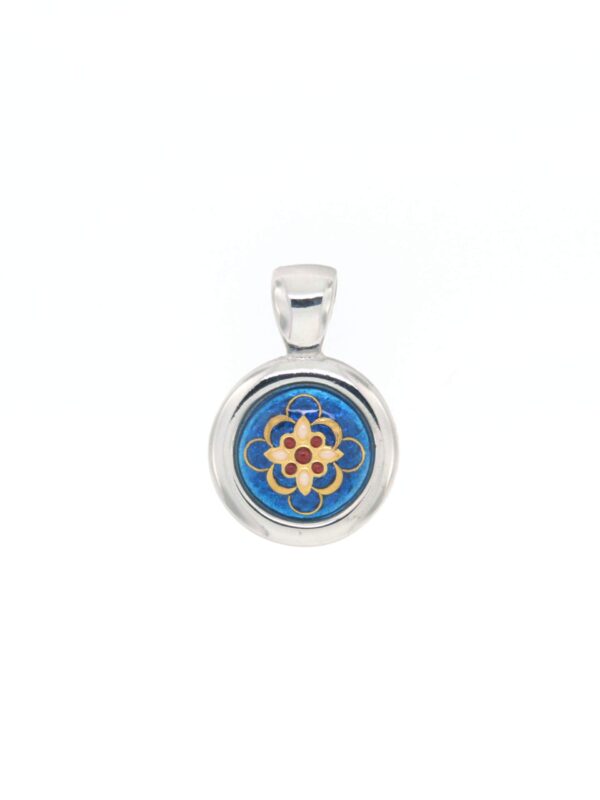 Pendentif rond petit modele bleu electrique