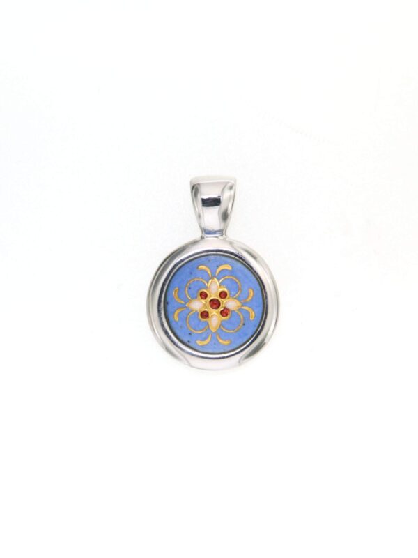 Pendentif rond petit modele bleu pervenche