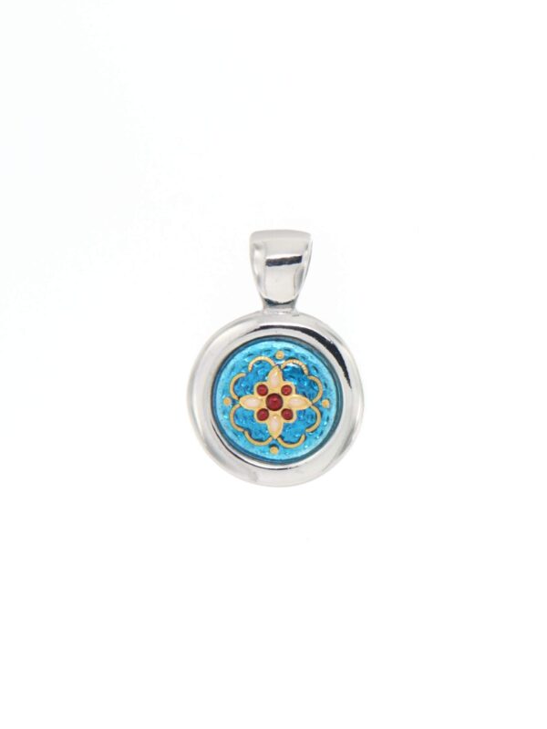Pendentif rond petit modele bleu turquoise