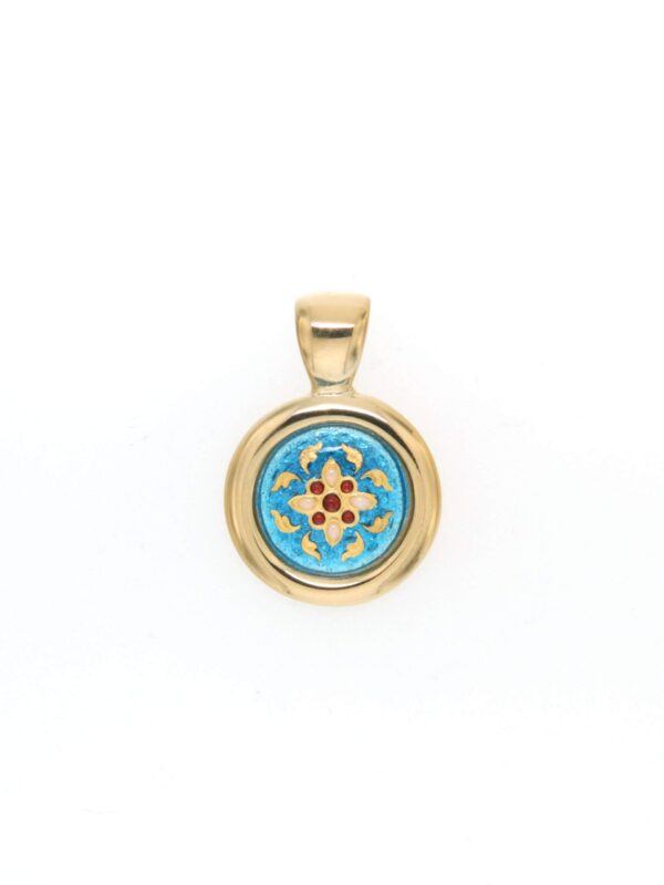 Pendentif rond petit modele bleu turquoise