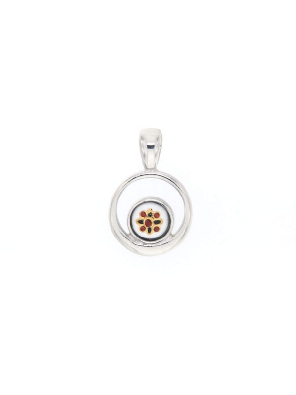 Pendentif rond petit modele excentre blanc