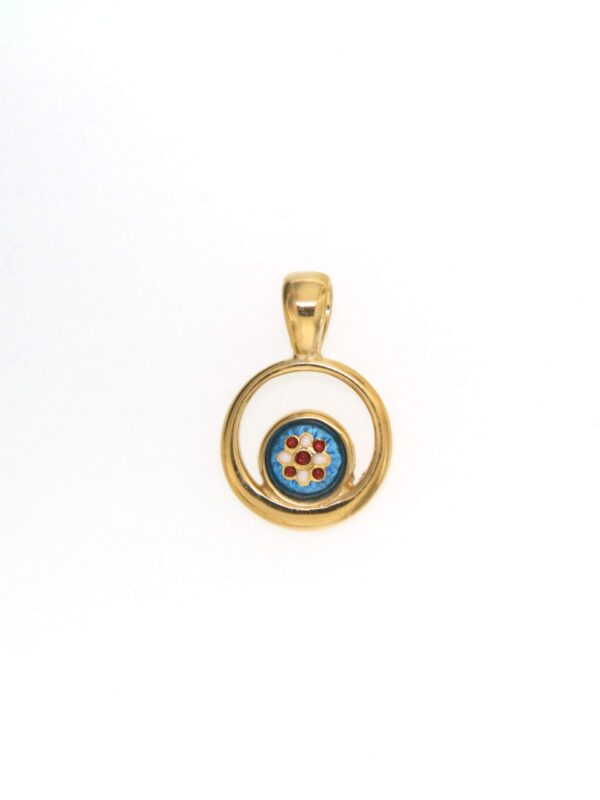 Pendentif rond petit modele excentre bleu azur