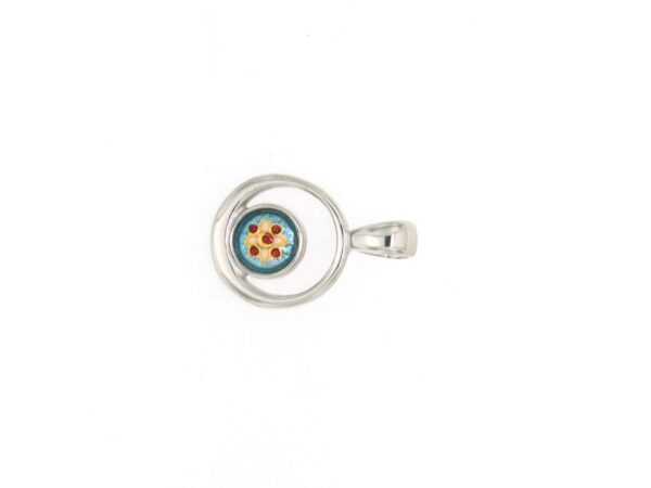 Pendentif rond petit modele excentre bleu ciel