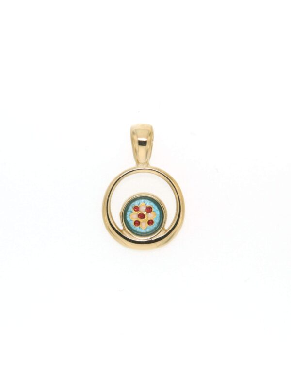 Pendentif rond petit modele excentre bleu ciel