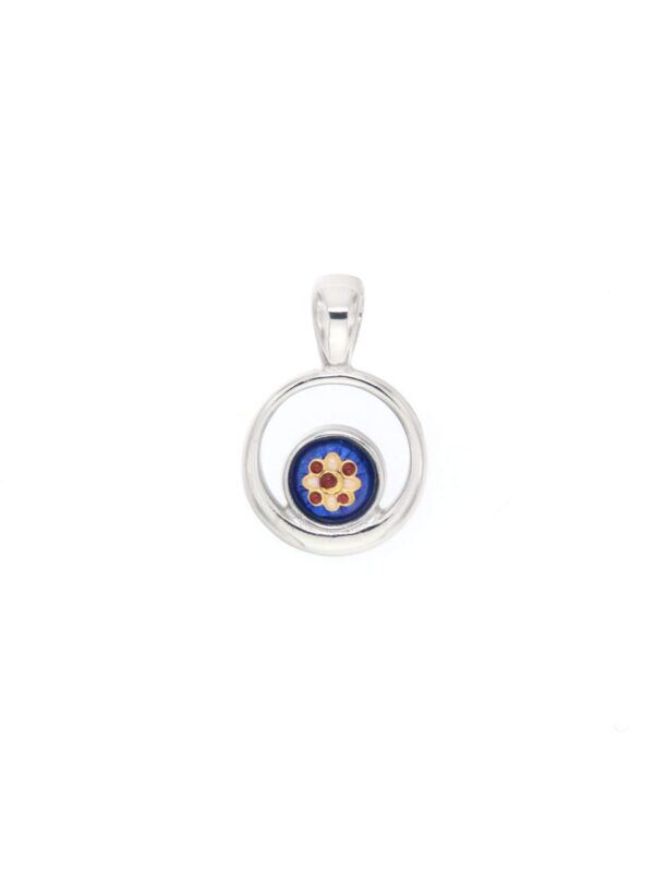 Pendentif rond petit modele excentre bleu de bresse