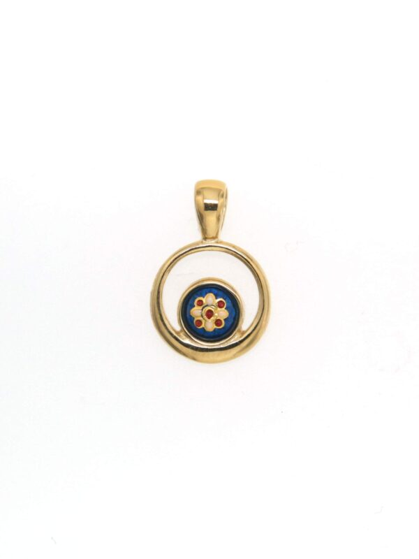 Pendentif rond petit modele excentre bleu eléctrique
