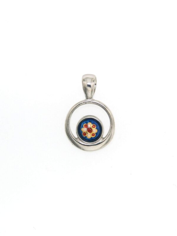 Pendentif rond petit modele excentre bleu eléctrique