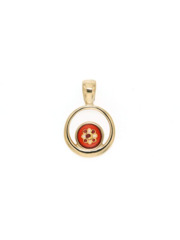 Pendentif rond petit modele excentre orange