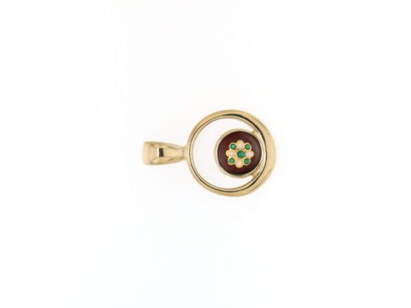 Pendentif rond petit modele excentre rouge